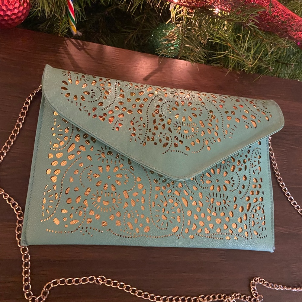 Aqua& gold shoulder bag